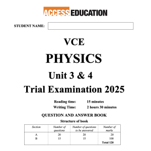 PHYSICS 2025 Unit 3&4 Trial Exam