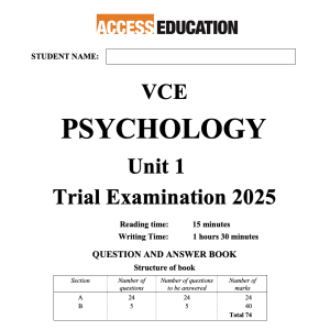 PSYCHOLOGY 2025 Unit 1 Trial Exam