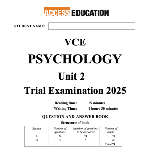 PSYCHOLOGY 2025 Unit 2 Trial Exam