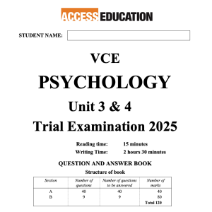 PSYCHOLOGY 2025 Unit 3&4 Trial Exam